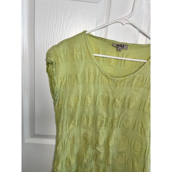 Flax Linen Lime Green Chartreuse Sleeveless Knee Length Dress Sz Petite M - Picture 3 of 10